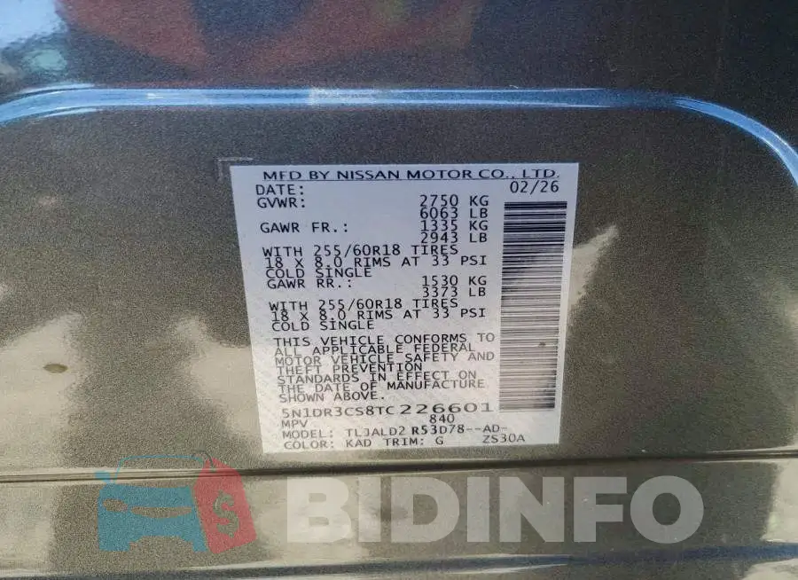 5N1DR3CS8TC226601 Photo# 13