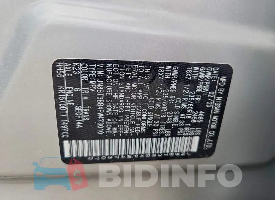 JN8BT3BB4PW473010 Photo# 14