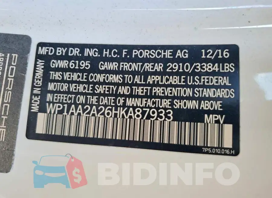 WP1AA2A26HKA87933 Photo# 14