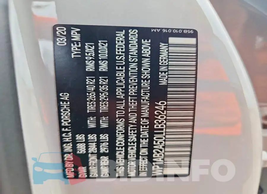 WP1AB2A50LLB36246 Photo# 13