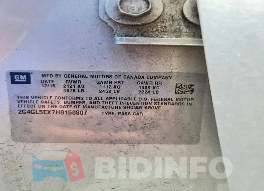 2G4GL5EX7H9150807 Photo# 12