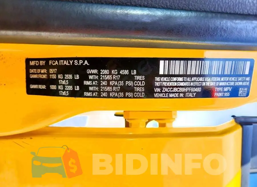 ZACCJBCB9HPF60480 Photo# 13