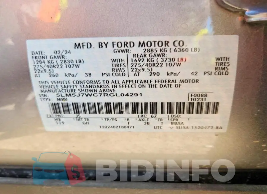 5LM5J7WC7RGL04291 Photo# 14