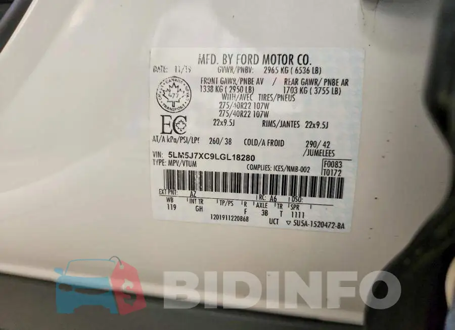 5LM5J7XC9LGL18280 Photo# 13