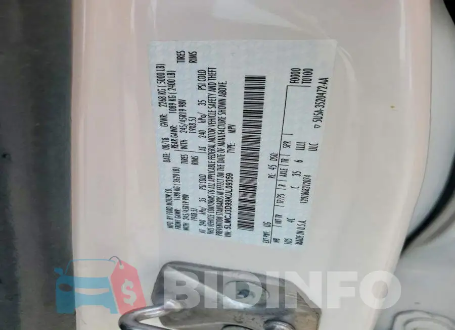5LMCJ3D99KUL09359 Photo# 13