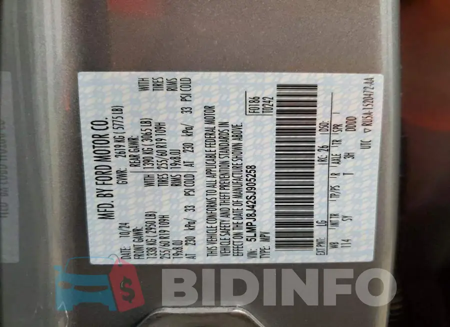 5LMPJ8J42SJ905258 Photo# 13