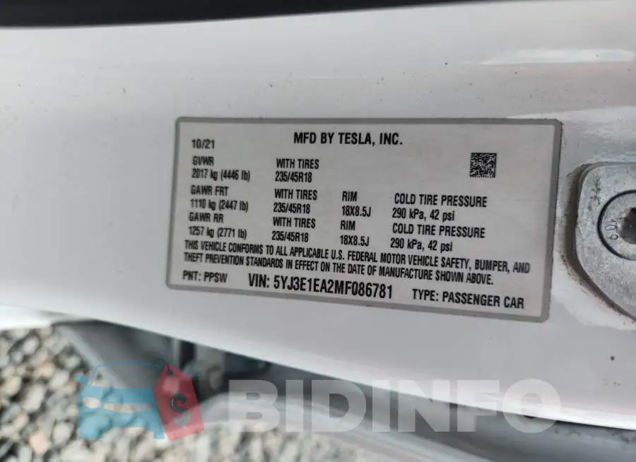 5YJ3E1EA2MF086781 Photo# 13