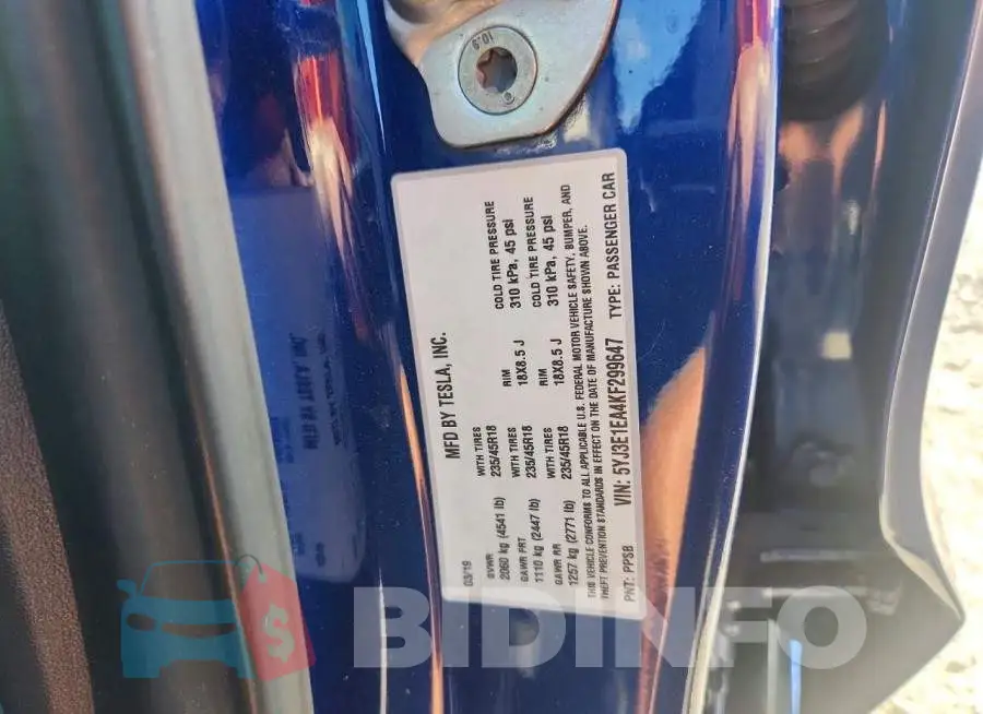 5YJ3E1EA4KF299647 Photo# 12