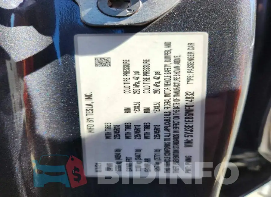 5YJ3E1EB6MF014832 Photo# 12