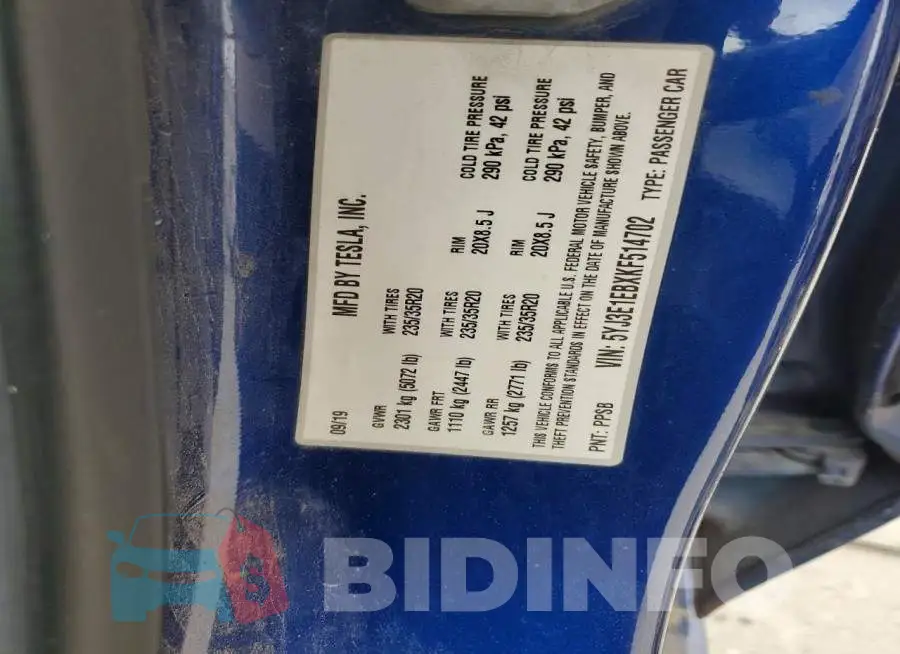 5YJ3E1EBXKF514702 Photo# 12
