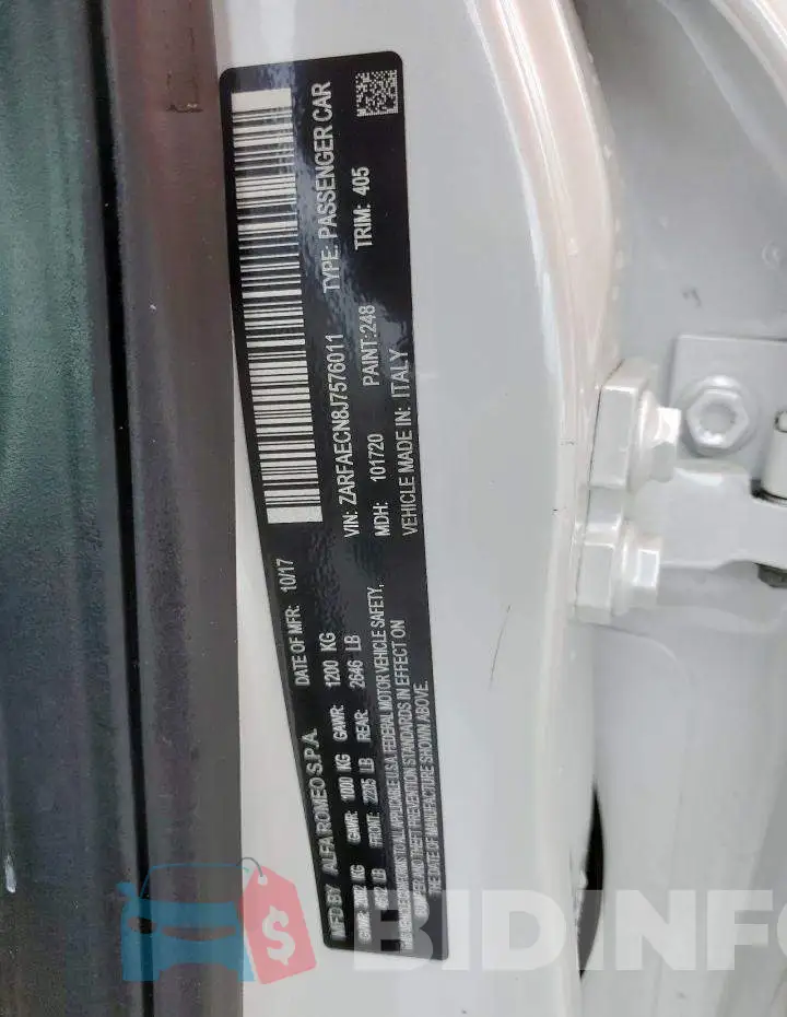 ZARFAECN8J7576011 Photo# 12