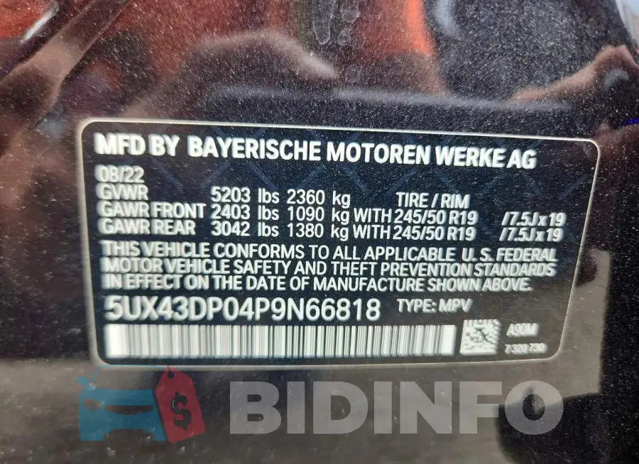 5UX43DP04P9N66818 Photo# 13