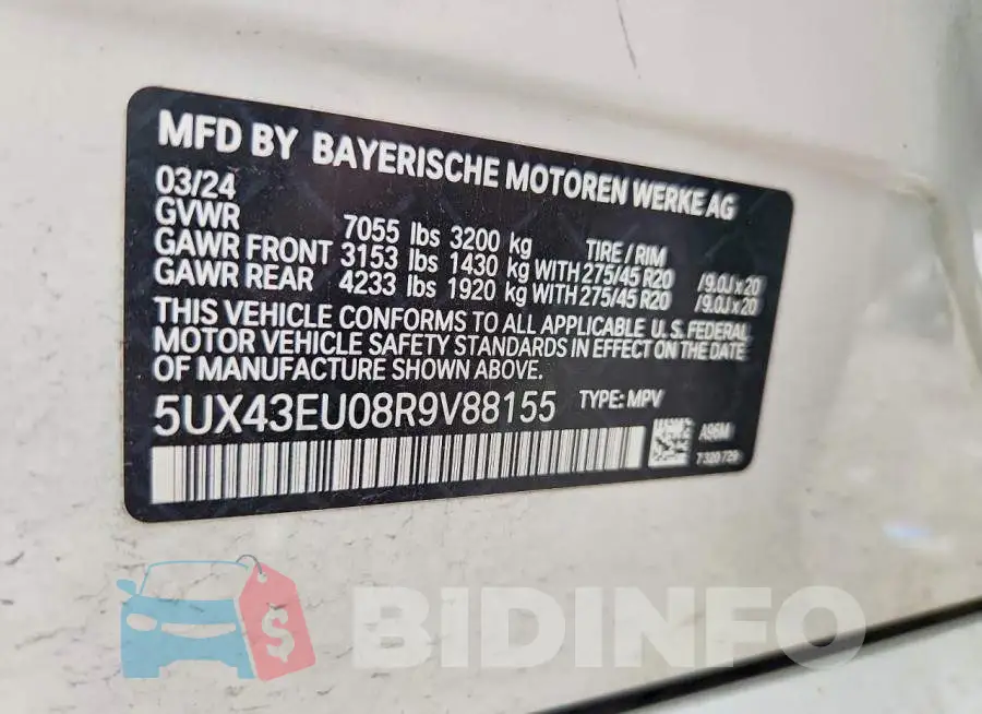 5UX43EU08R9V88155 Photo# 12
