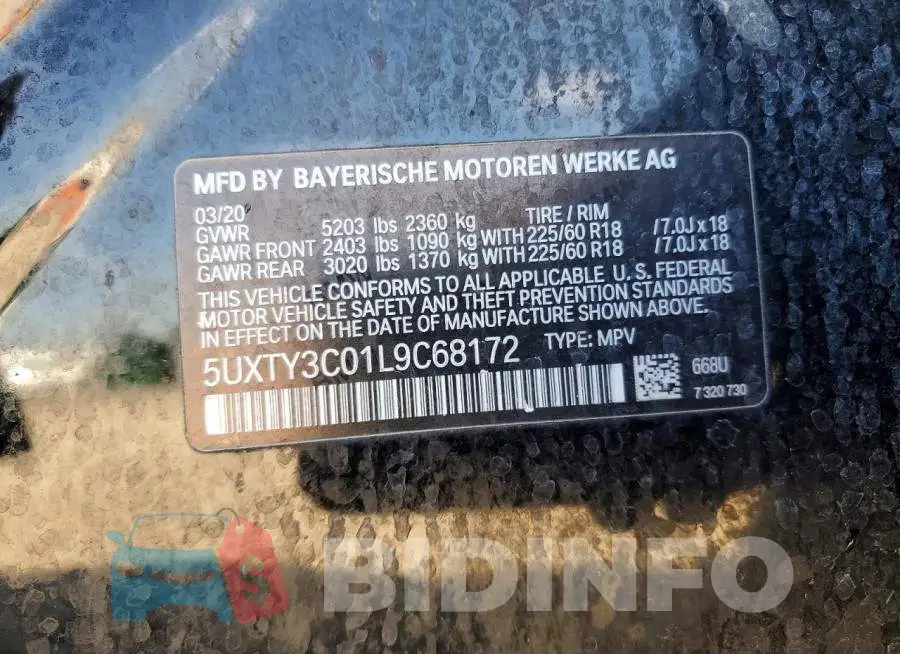 5UXTY3C01L9C68172 Photo# 13