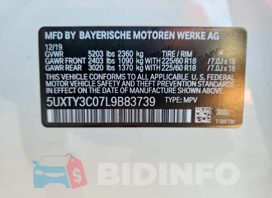 5UXTY3C07L9B83739 Photo# 13
