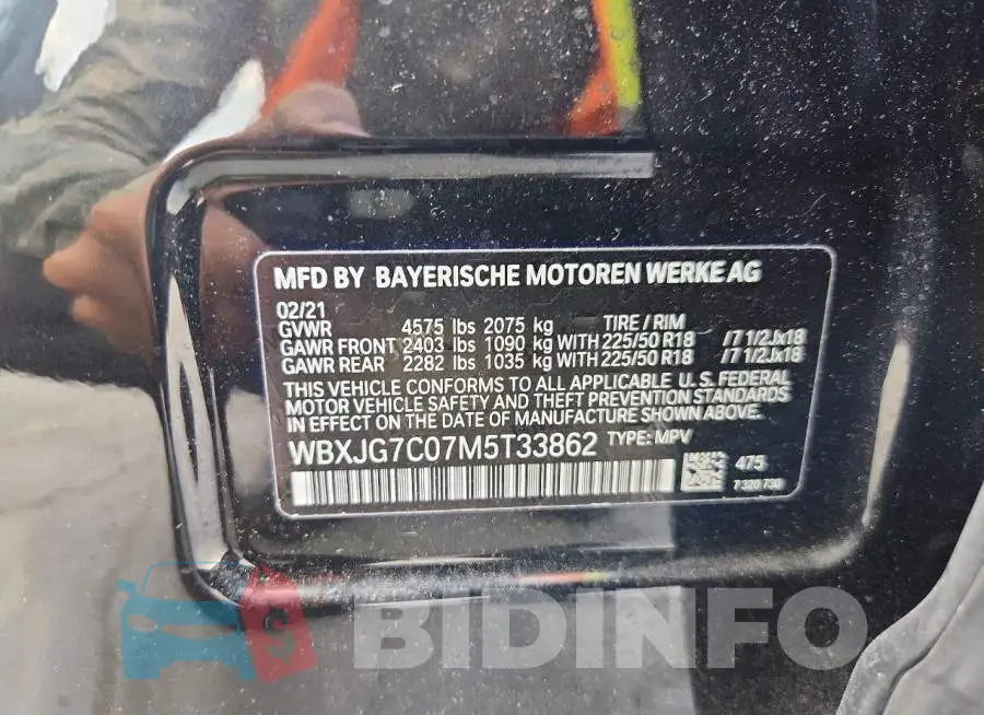 WBXJG7C07M5T33862 Photo# 14