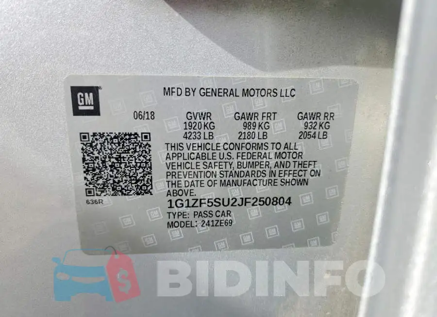 1G1ZF5SU2JF250804 Photo# 12