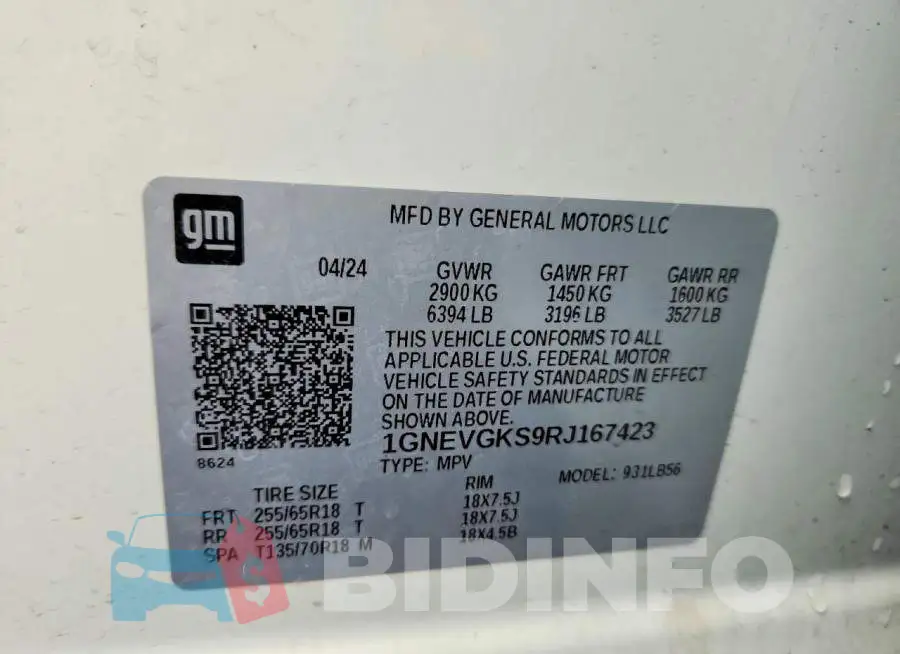 1GNEVGKS9RJ167423 Photo# 14