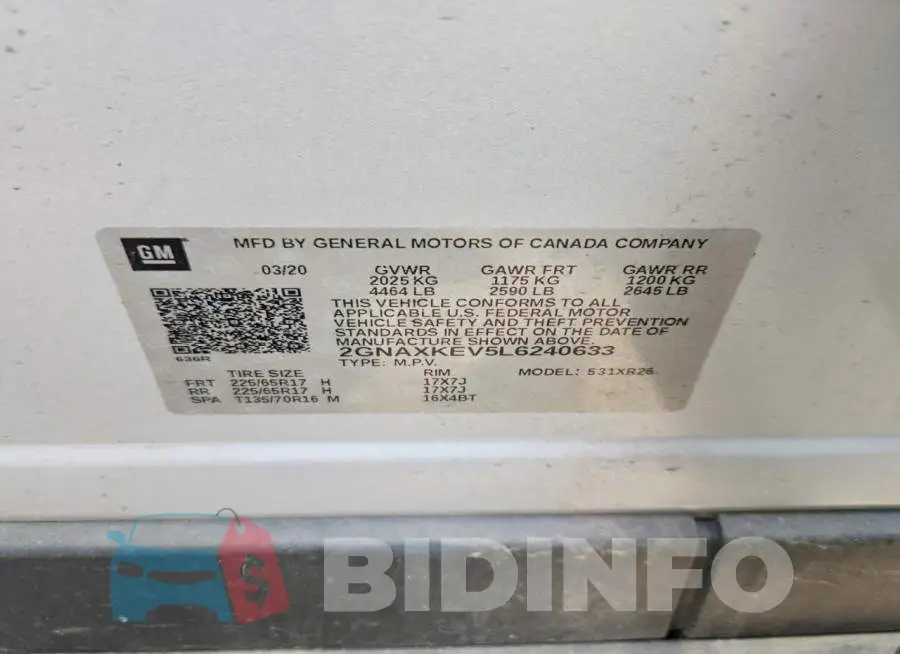 2GNAXKEV5L6240633 Photo# 13