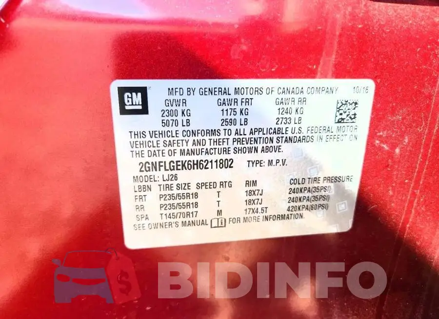 2GNFLGEK6H6211802 Photo# 14