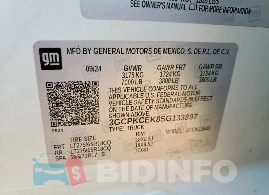 3GCPKCEK8SG133897 Photo# 13