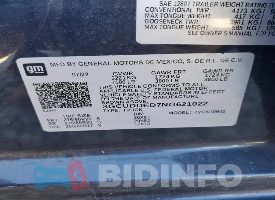 3GCUDDED7NG621022 Photo# 12