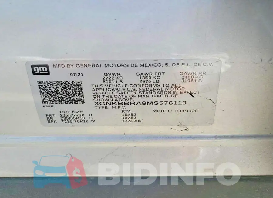 3GNKBBRA8MS576113 Photo# 14