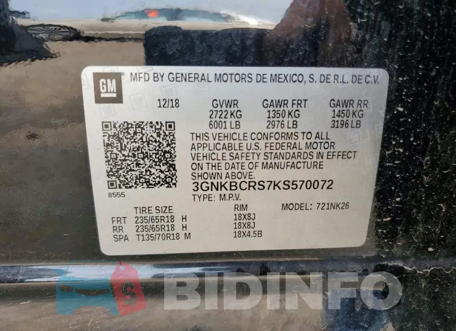 3GNKBCRS7KS570072 Photo# 13