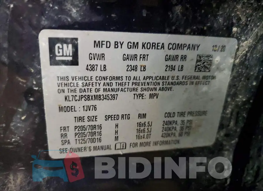 KL7CJPSBXMB345397 Photo# 13