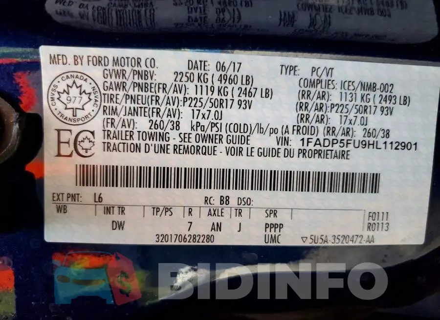 1FADP5FU9HL112901 Photo# 13