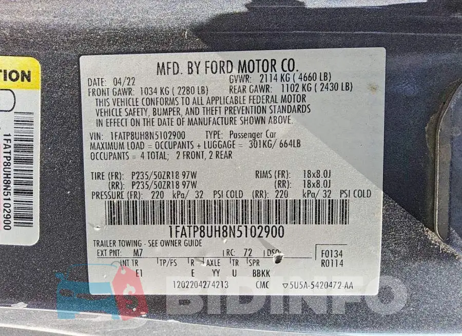 1FATP8UH8N5102900 Photo# 12