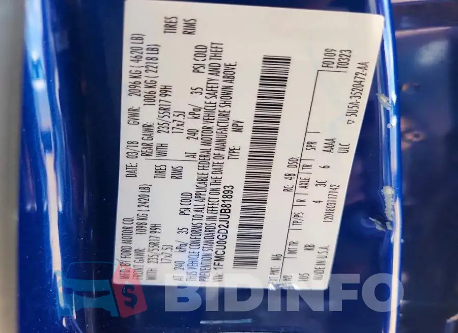 1FMCU0GD2JUB81893 Photo# 14
