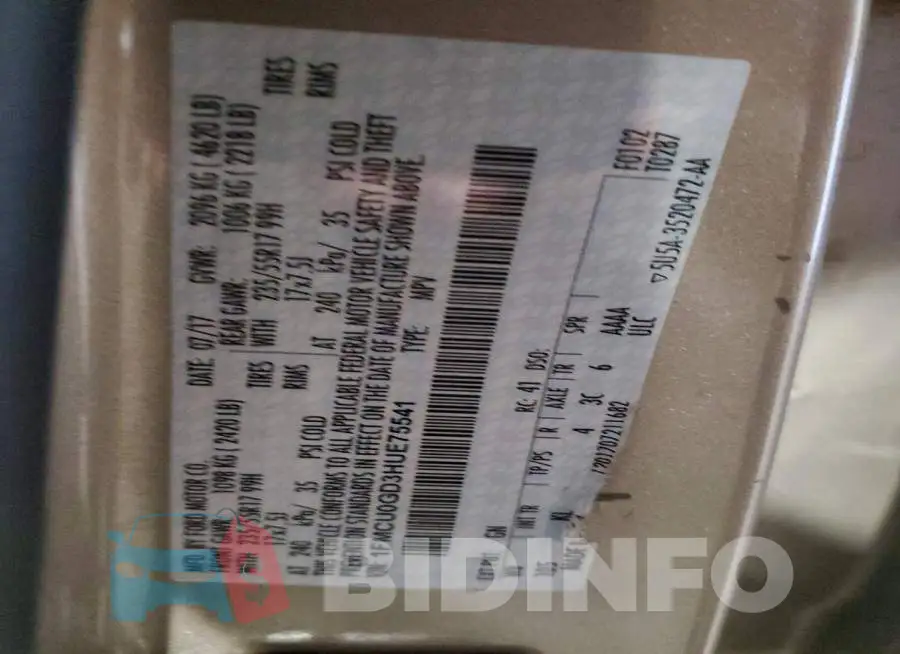 1FMCU0GD3HUE75541 Photo# 13