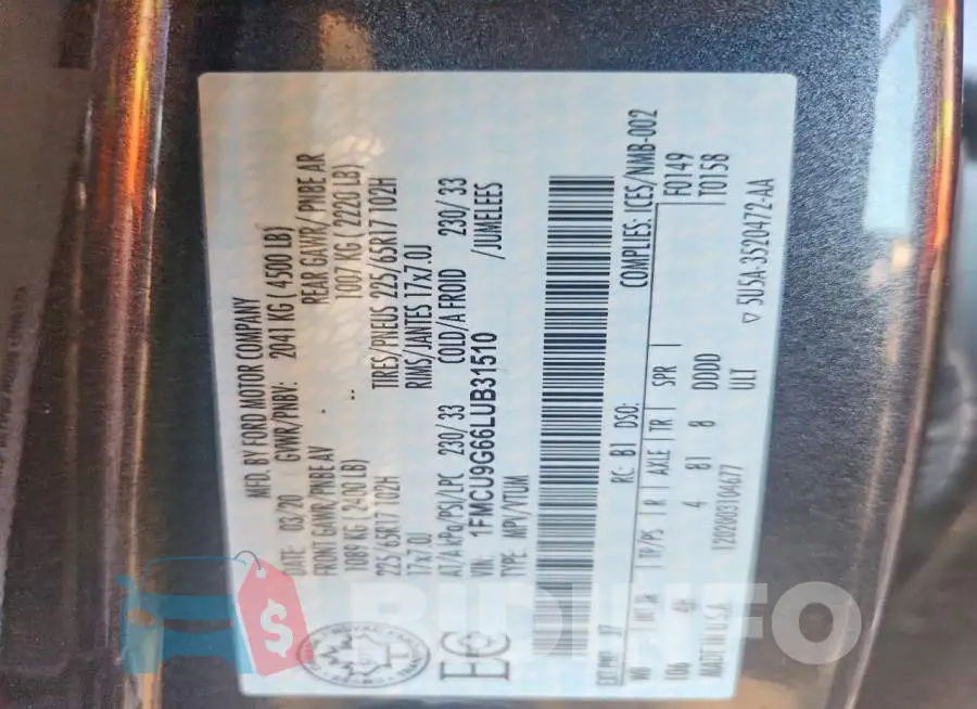 1FMCU9G66LUB31510 Photo# 13