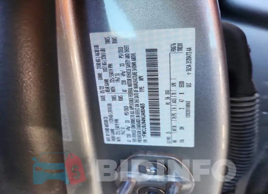 1FMCU9J94NUA80465 Photo# 12