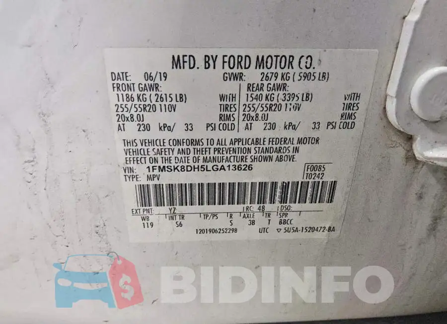 1FMSK8DH5LGA13626 Photo# 12