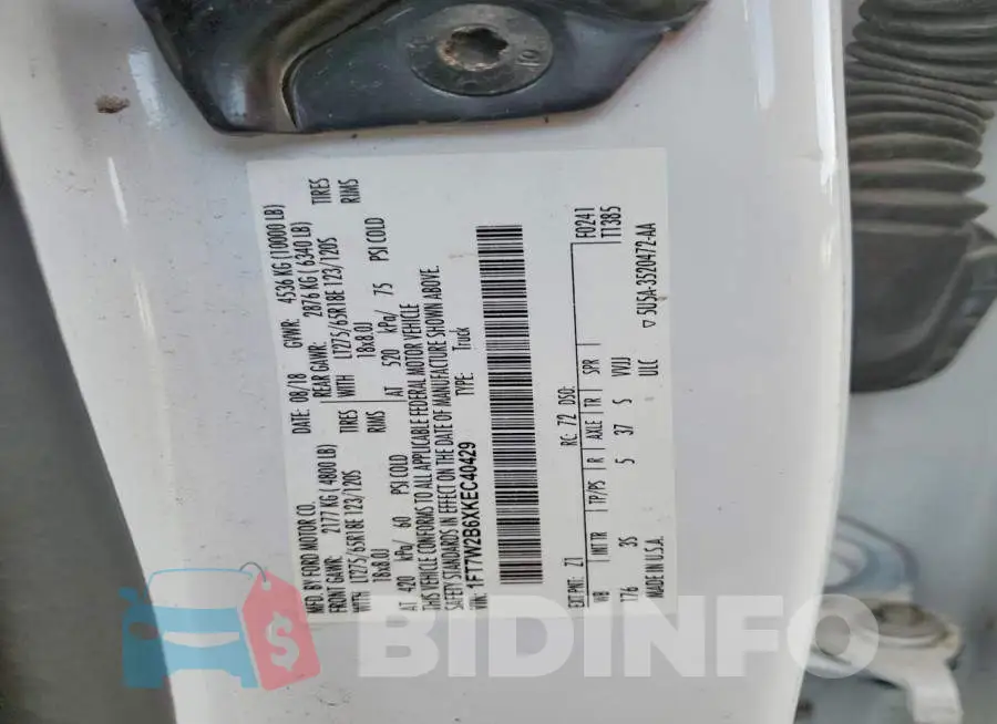 1FT7W2B6XKEC40429 Photo# 12