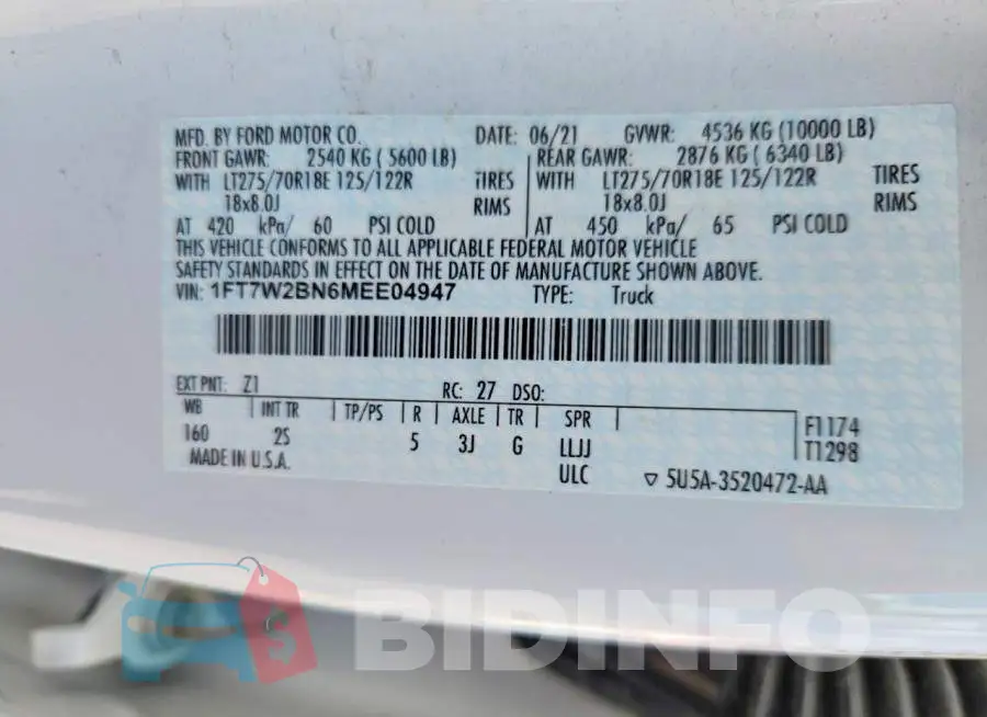 1FT7W2BN6MEE04947 Photo# 12
