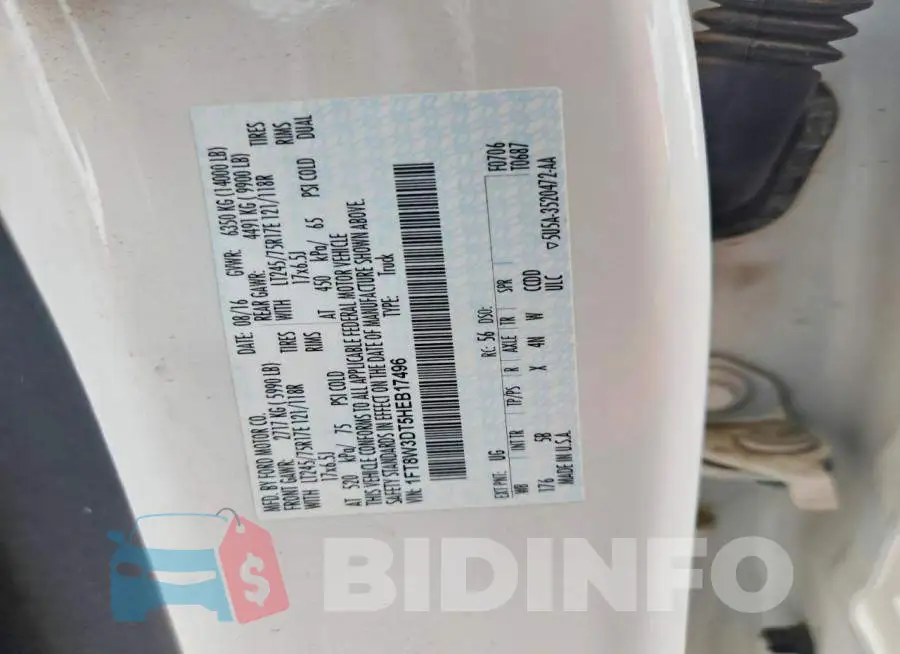1FT8W3DT5HEB17496 Photo# 12