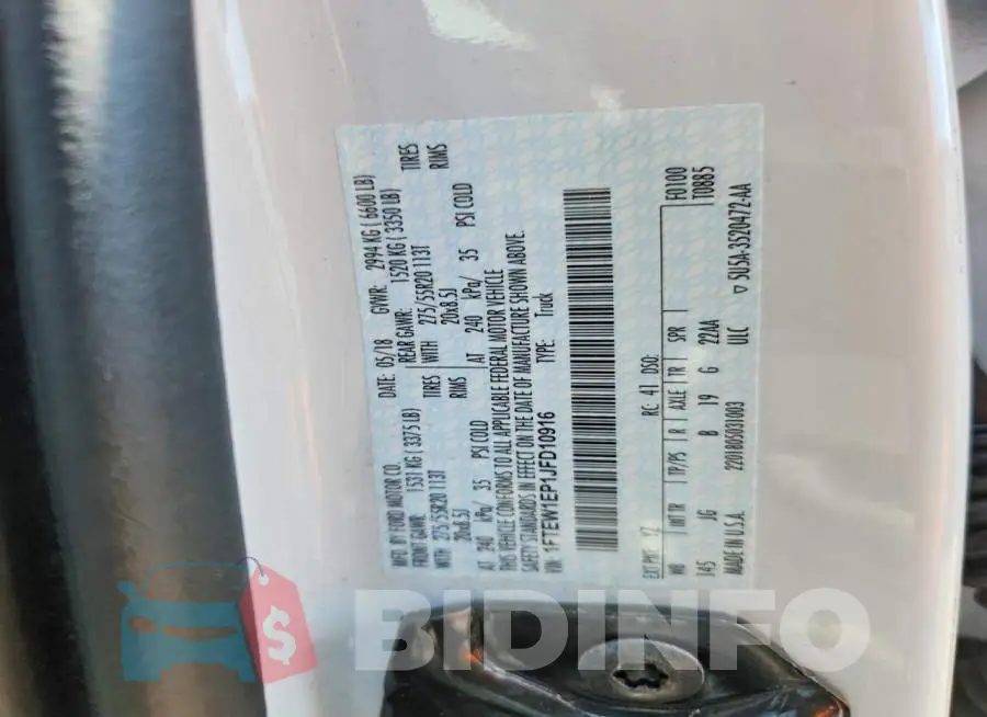1FTEW1EP1JFD10916 Photo# 13