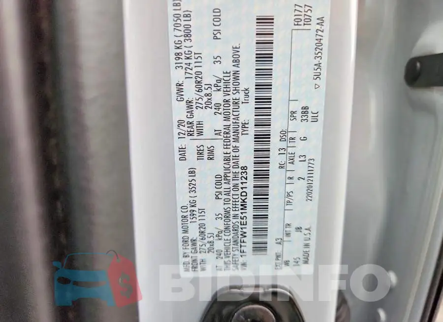 1FTFW1E51MKD11238 Photo# 12