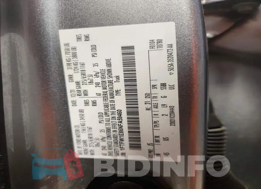 1FTFW1E86NFA59460 Photo# 13