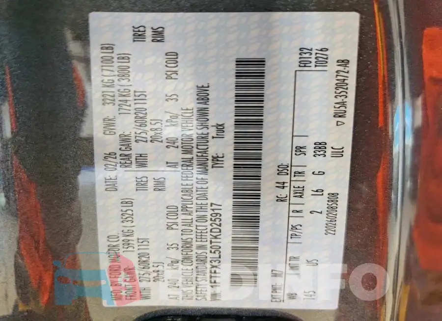 1FTFX3L50TKD25917 Photo# 12