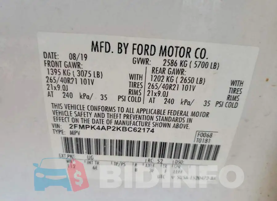 2FMPK4AP2KBC62174 Photo# 13
