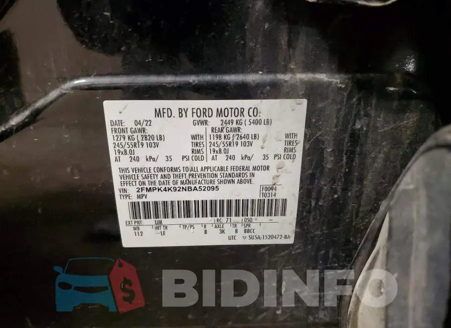2FMPK4K92NBA52095 Photo# 13