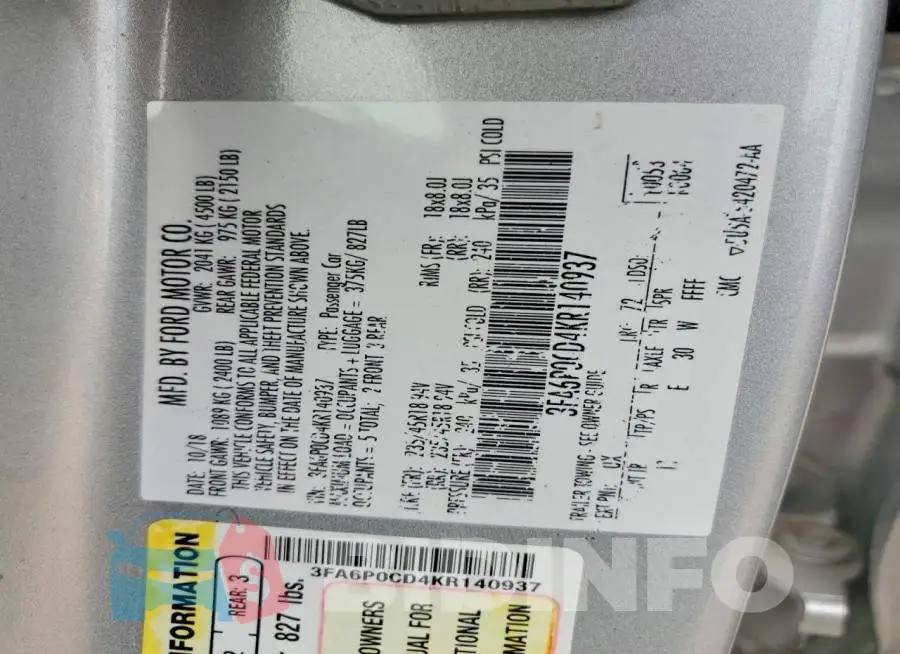 3FA6P0CD4KR140937 Photo# 12