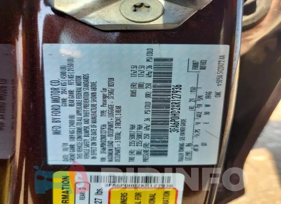 3FA6P0HD2KR127936 Photo# 12
