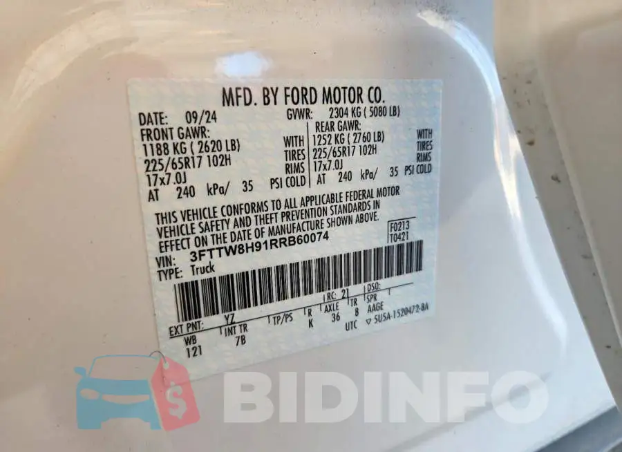 3FTTW8H91RRB60074 Photo# 12