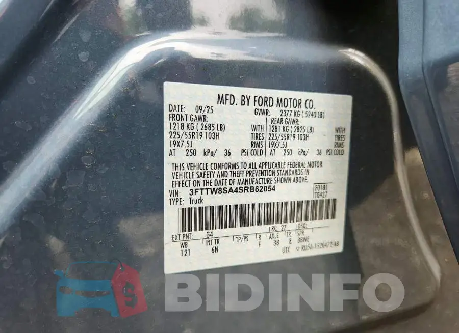3FTTW8SA4SRB62054 Photo# 12