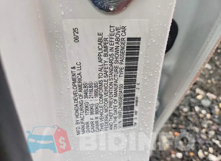 19XFL2H85SE034193 Photo# 12